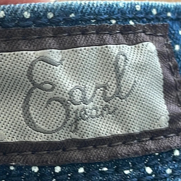 Earl Jean mini Skirt Womens 8 Navy Blue Polka Dot A Line Front Zip light stretch - Picture 7 of 12